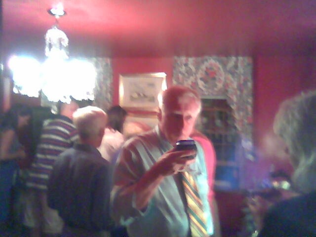 My father, at Erin's and my engagement party. Note that he's wearing the same shirt and tie from his own engagement party.