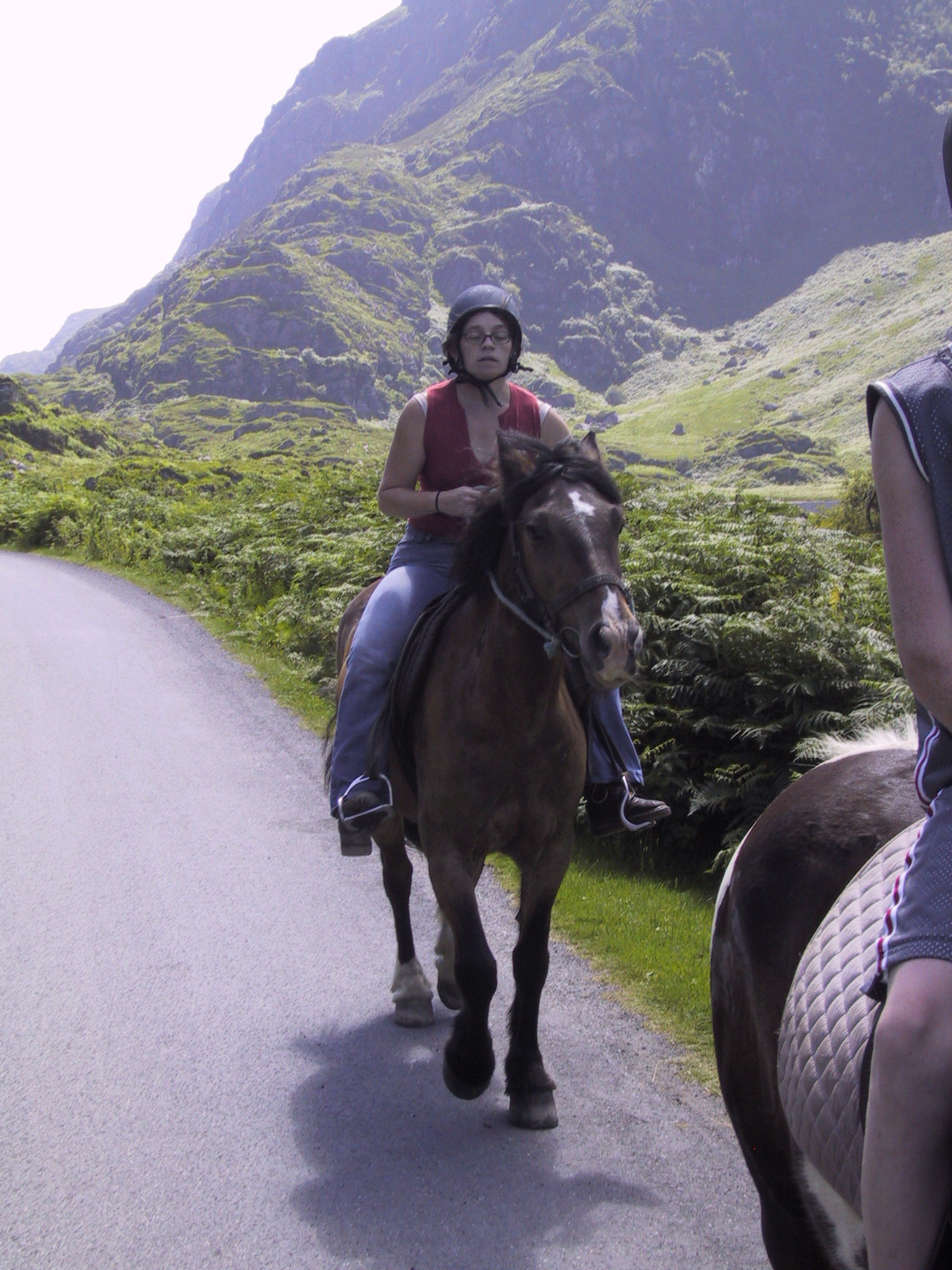 Erin riding (very uncomfortably)