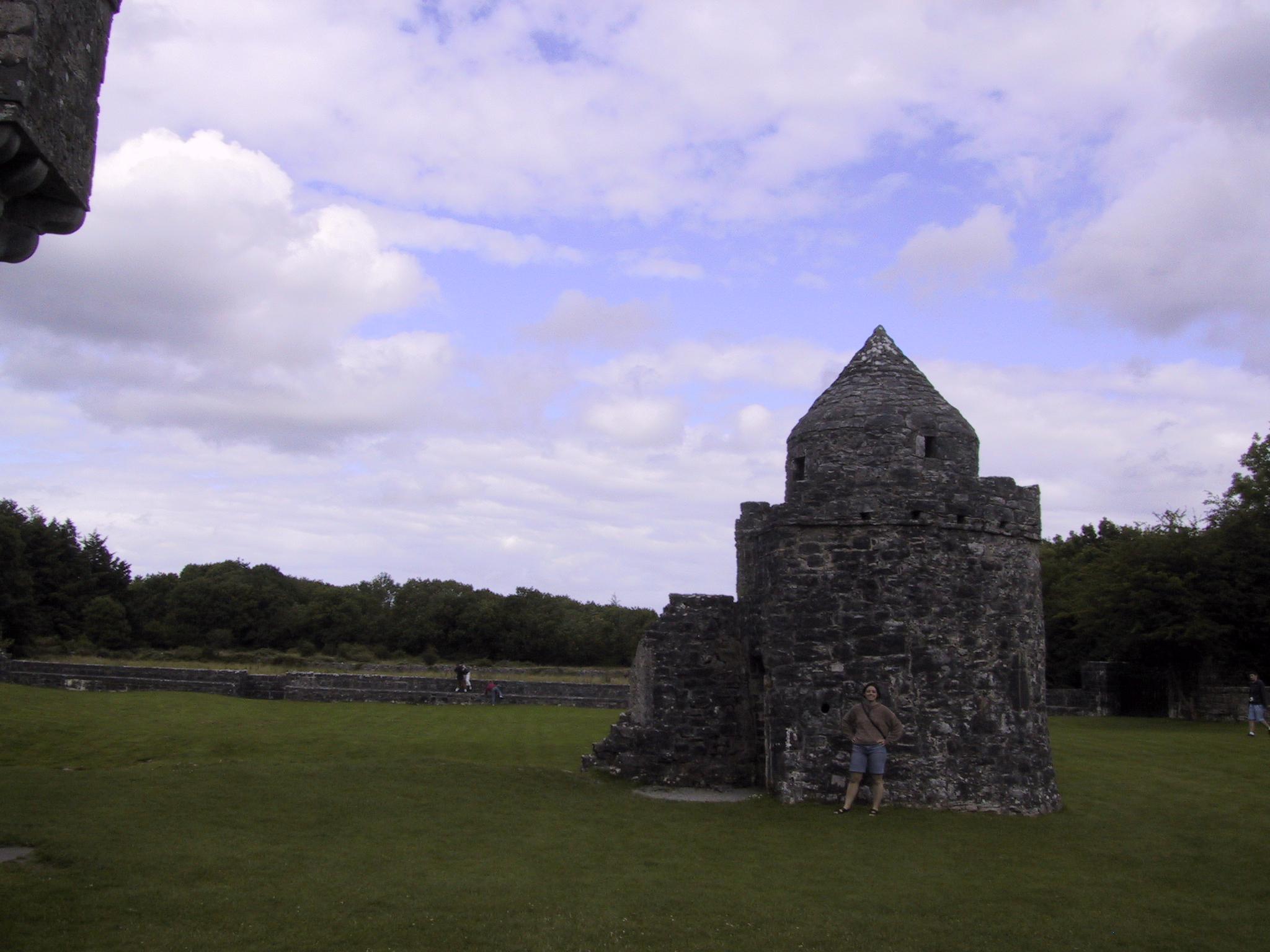 Erin with the little tower at Aughnanure