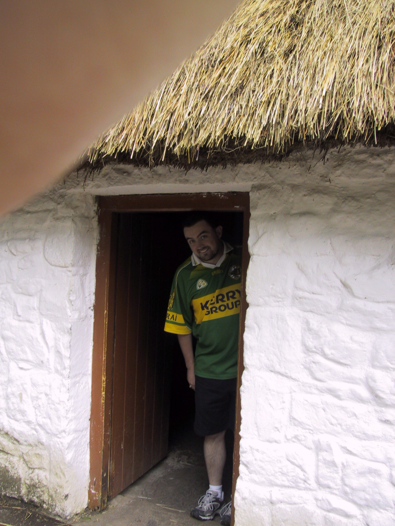 Y.T., in thatched-roof cottage, at Bunratty Folk Park