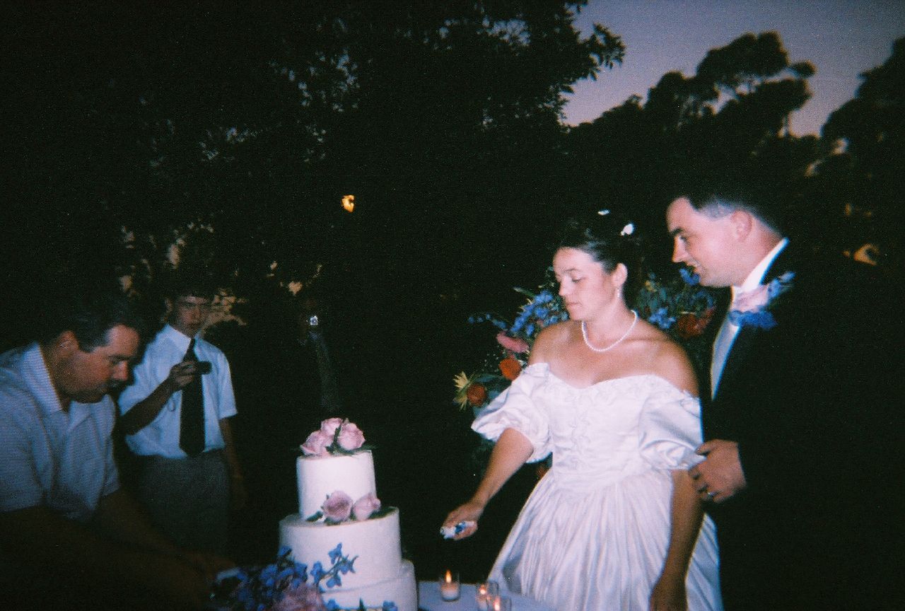 Gary directs the cake cutting