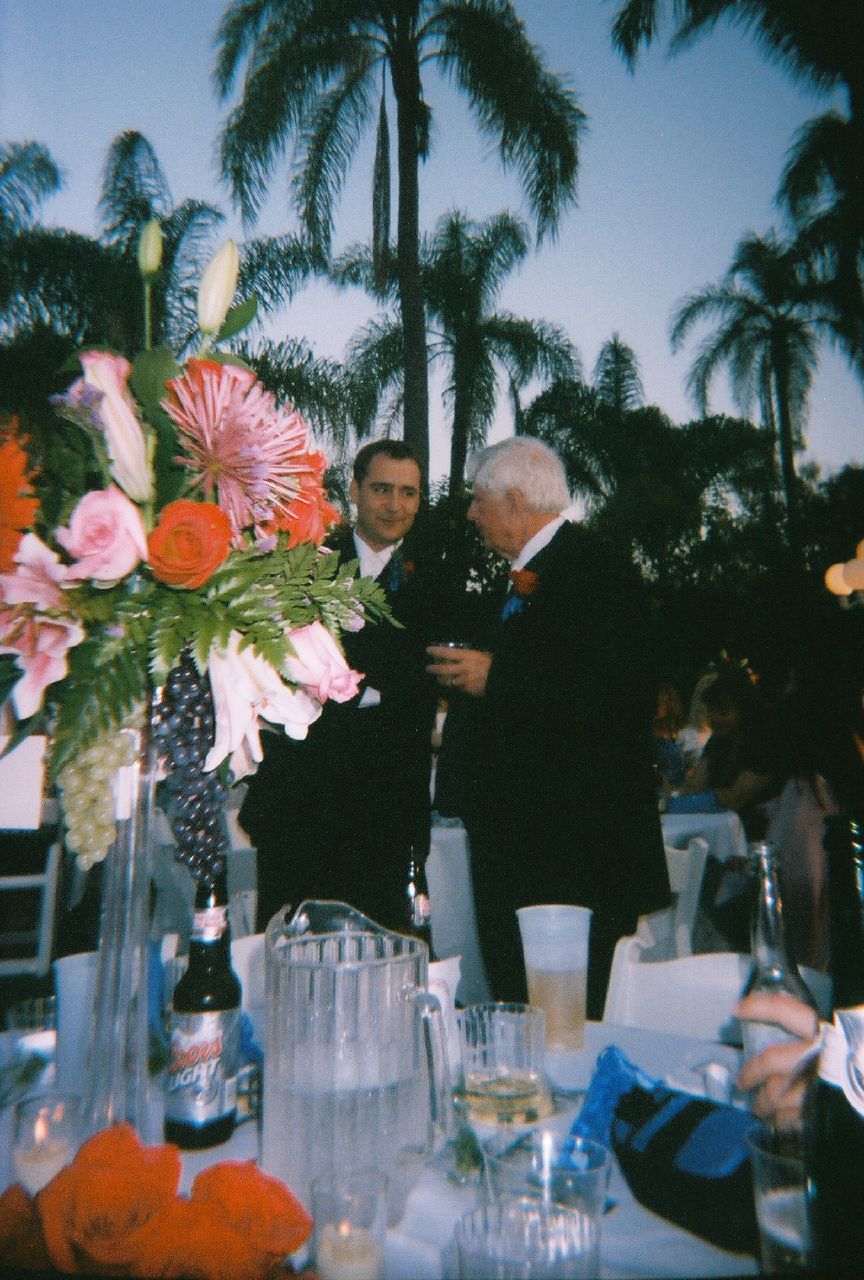 a flower arrangement, Ed & Bryan