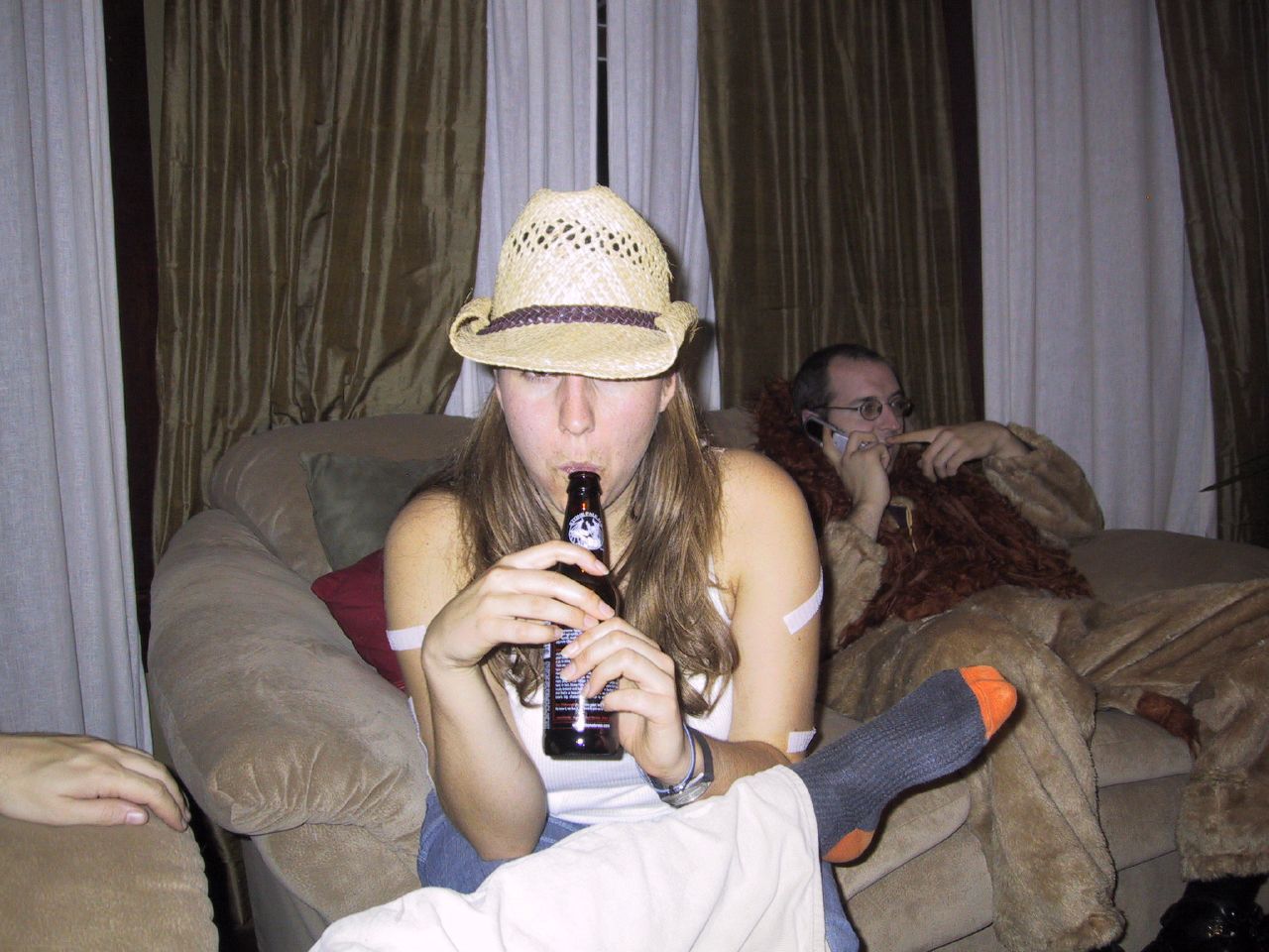 Laurel drinks Stone Pale Ale
