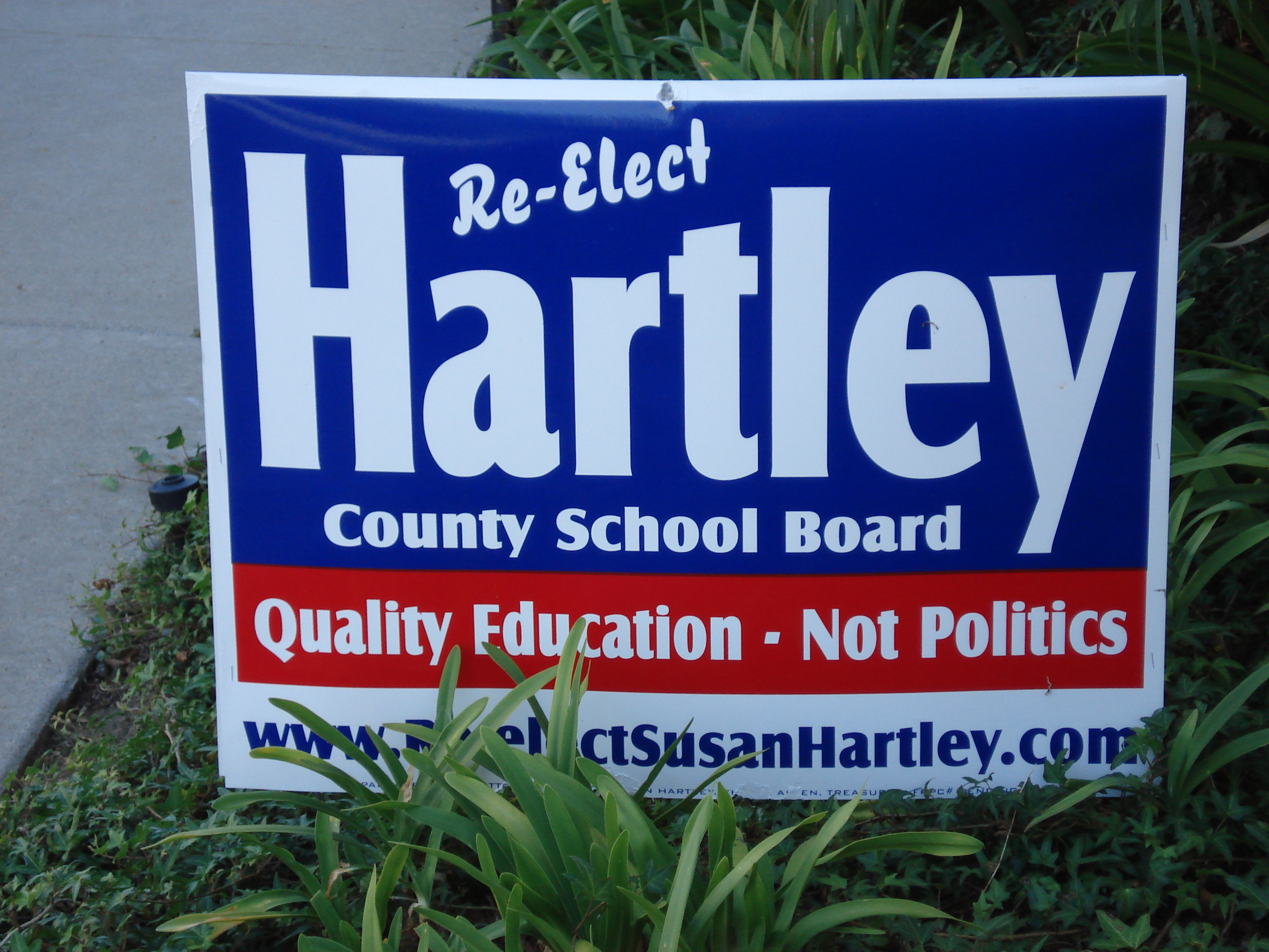 How can re-electing an incumbent possibly be &quot;not politics?&quot; Unless Hartley's position is to get the government out of schooling, I just can't understand this.