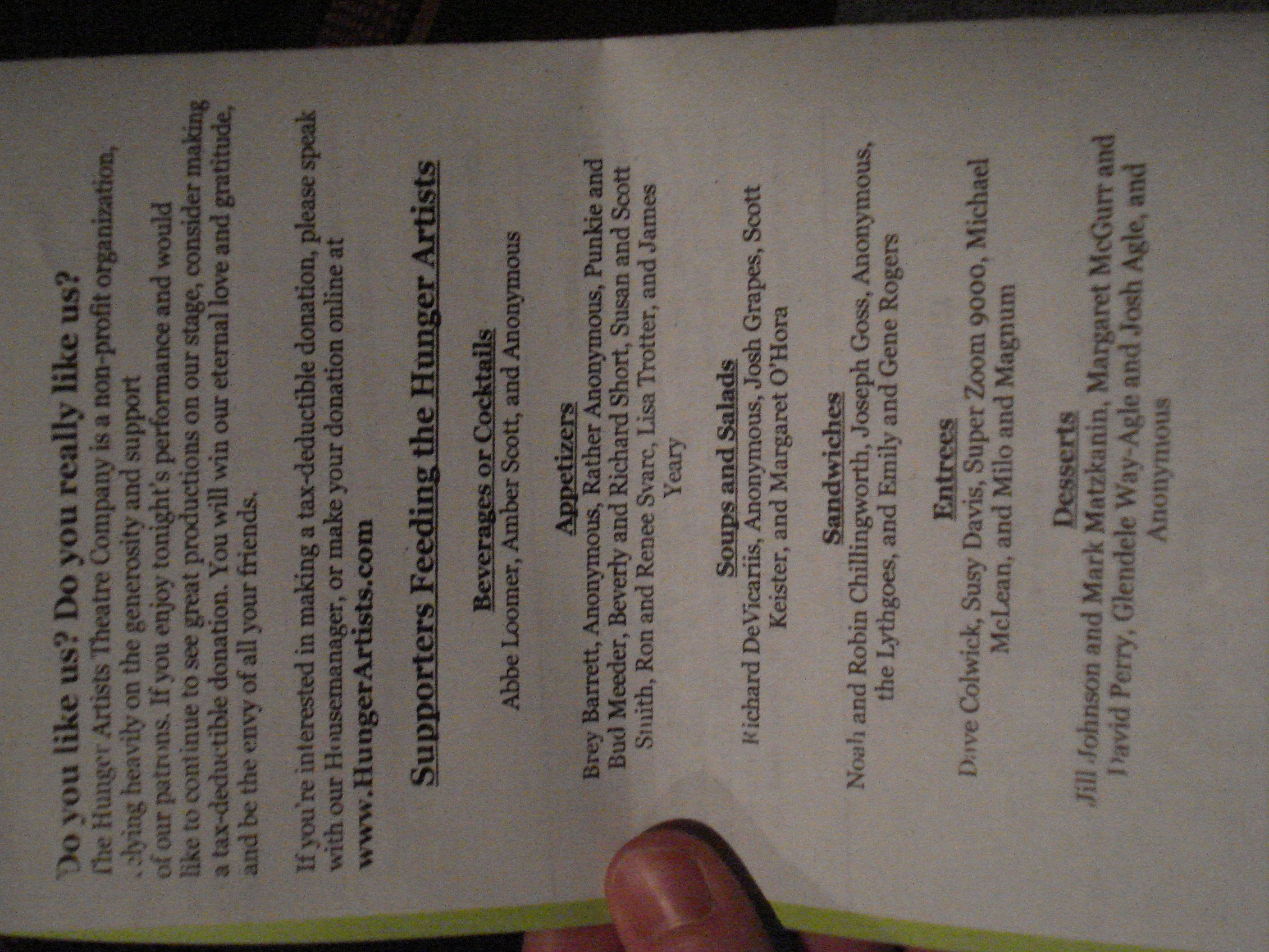 Back of the program