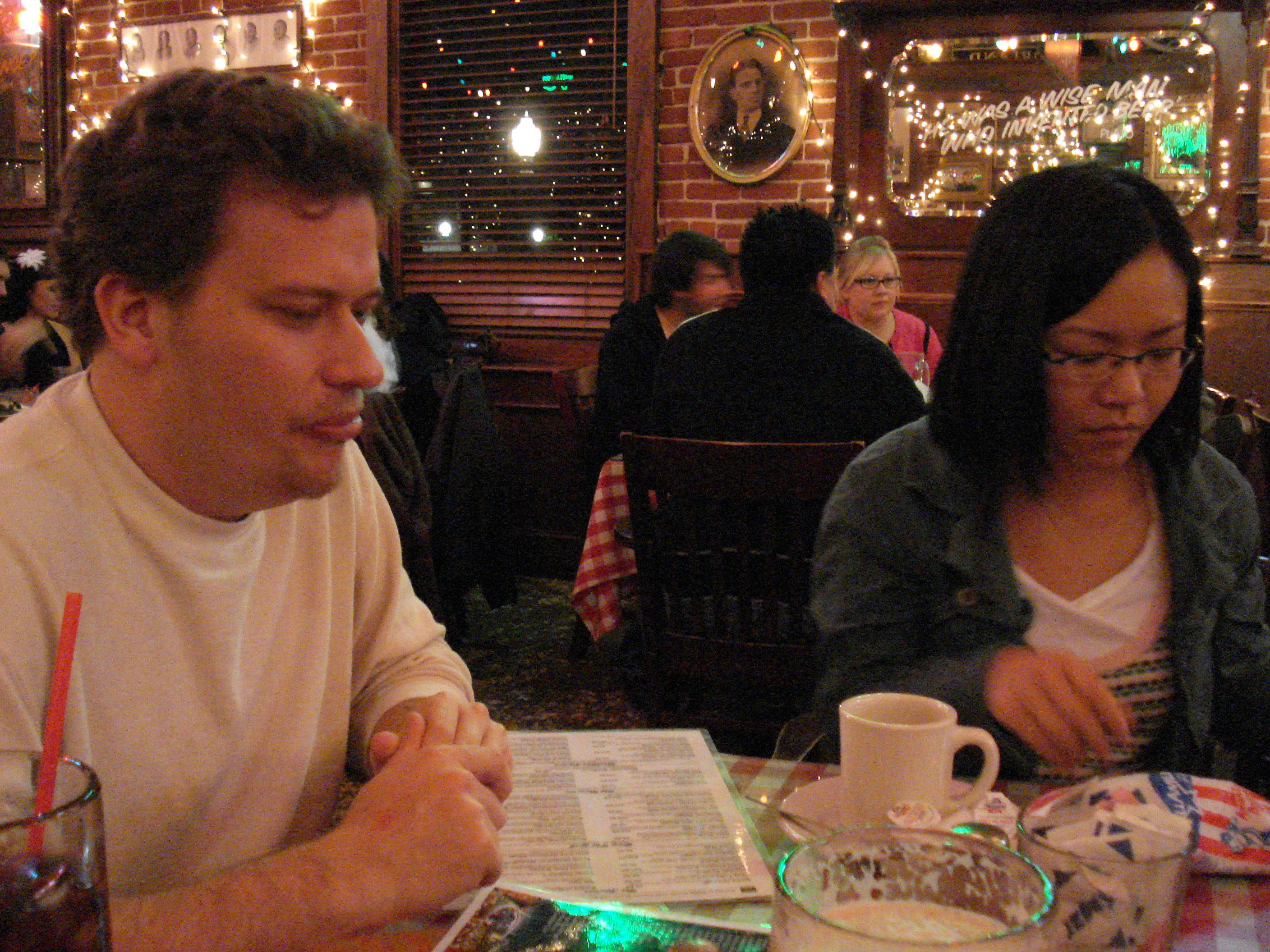 Gerry and Tia, intent on the peanuts