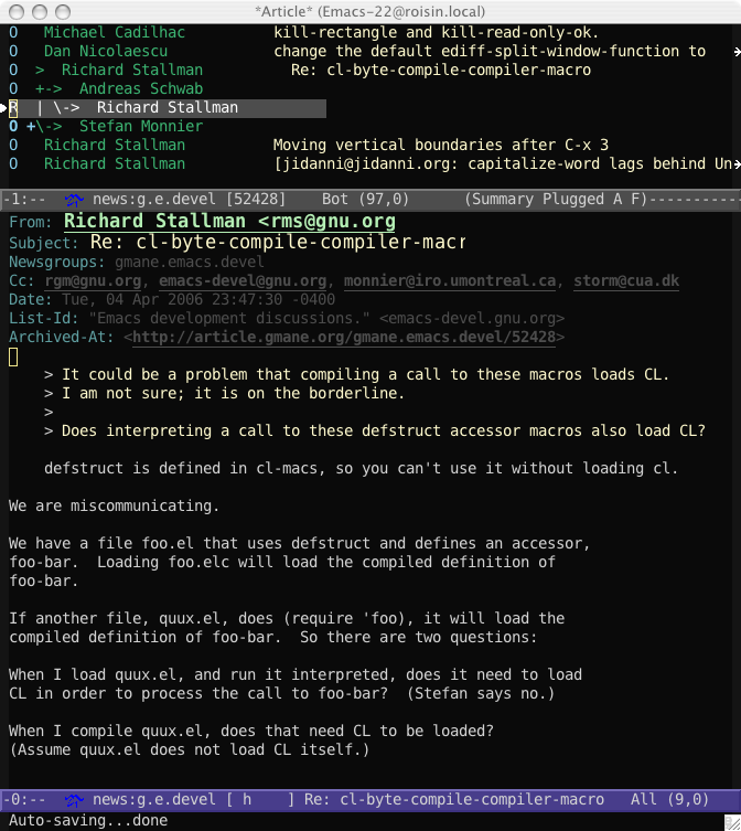 Gnus in color-theme-hober2
