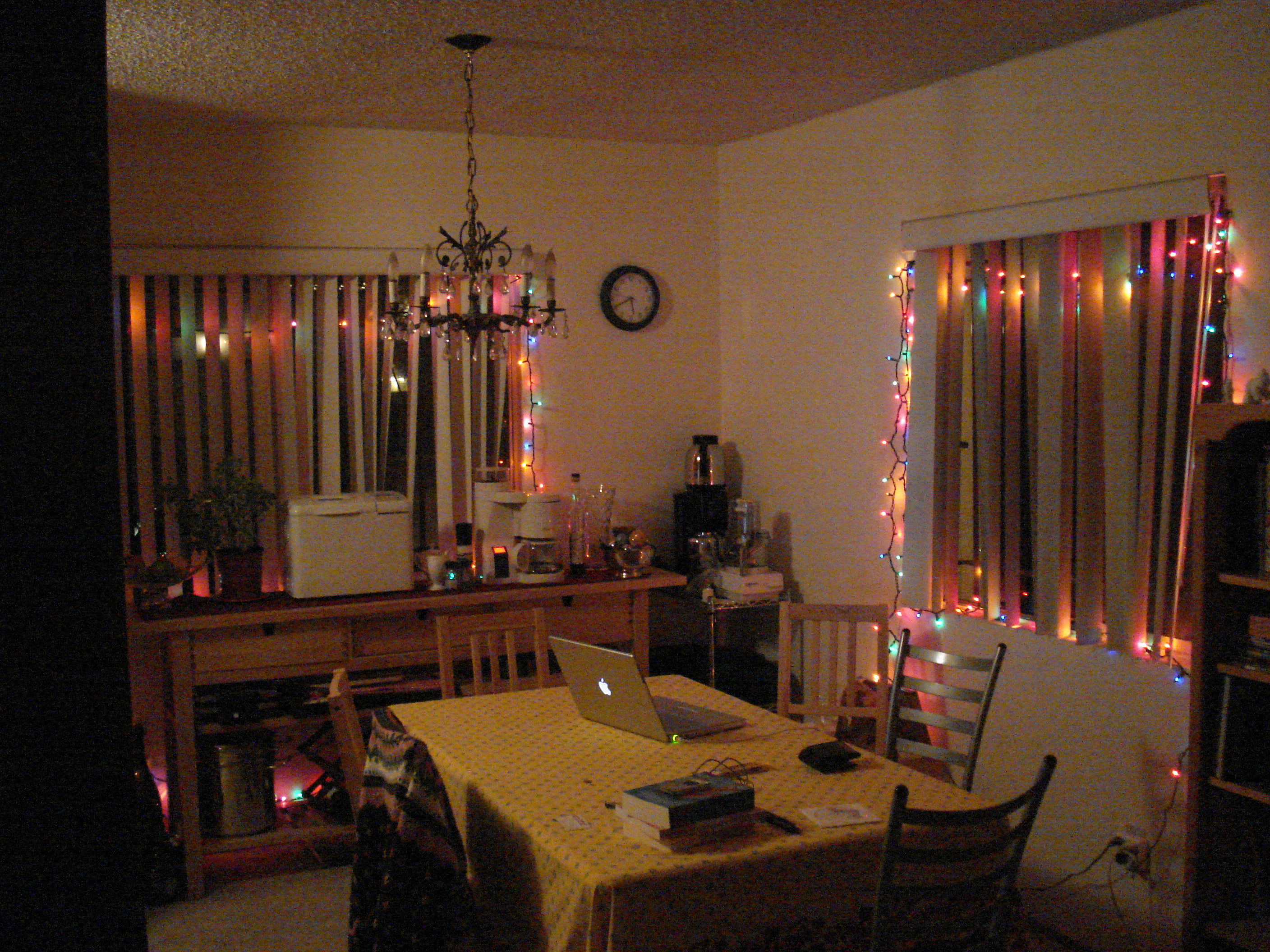 Our apartment, lit up for Christmas
