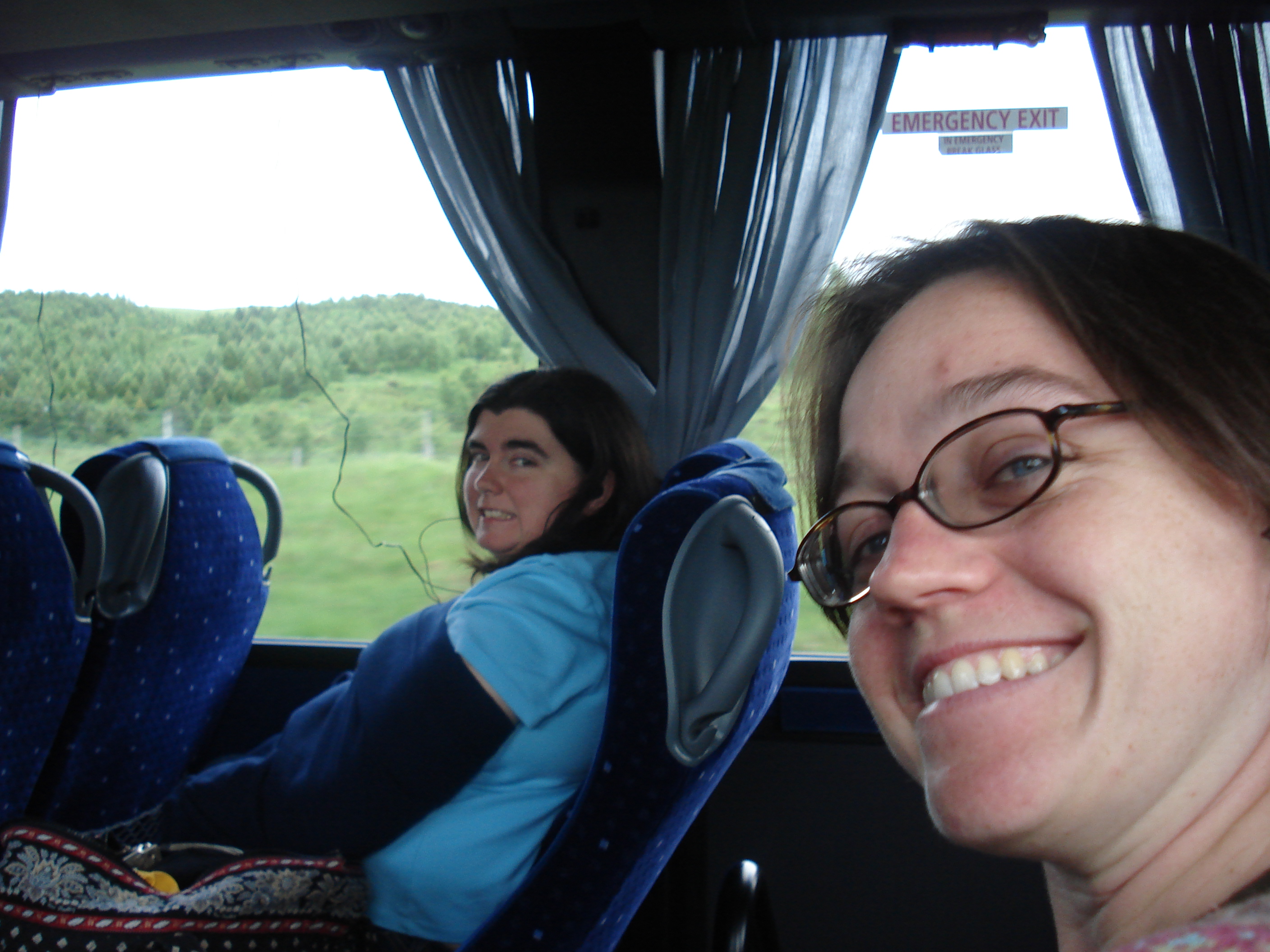 Kathleen and Erin, on our tour bus