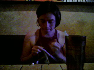 Erin, knitting at Baja Betty's
