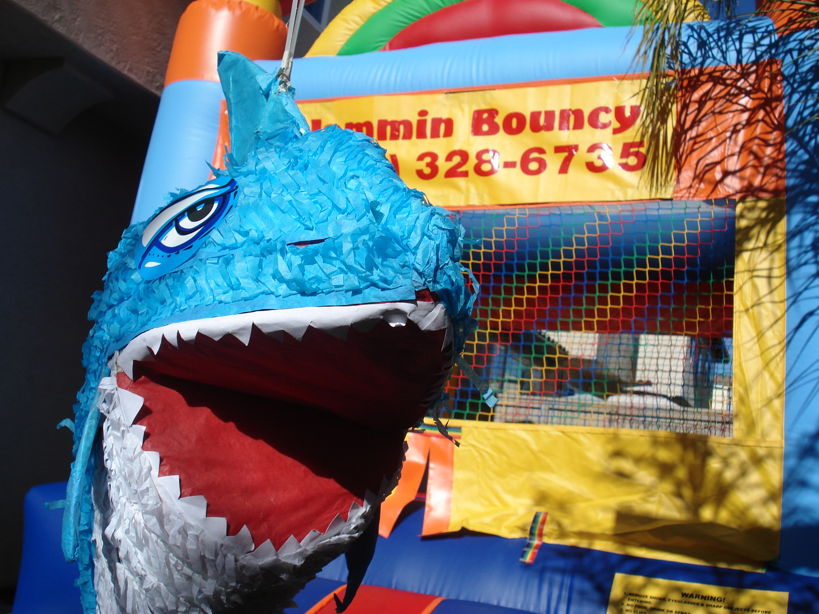 Shark piñata w/ bounce house
