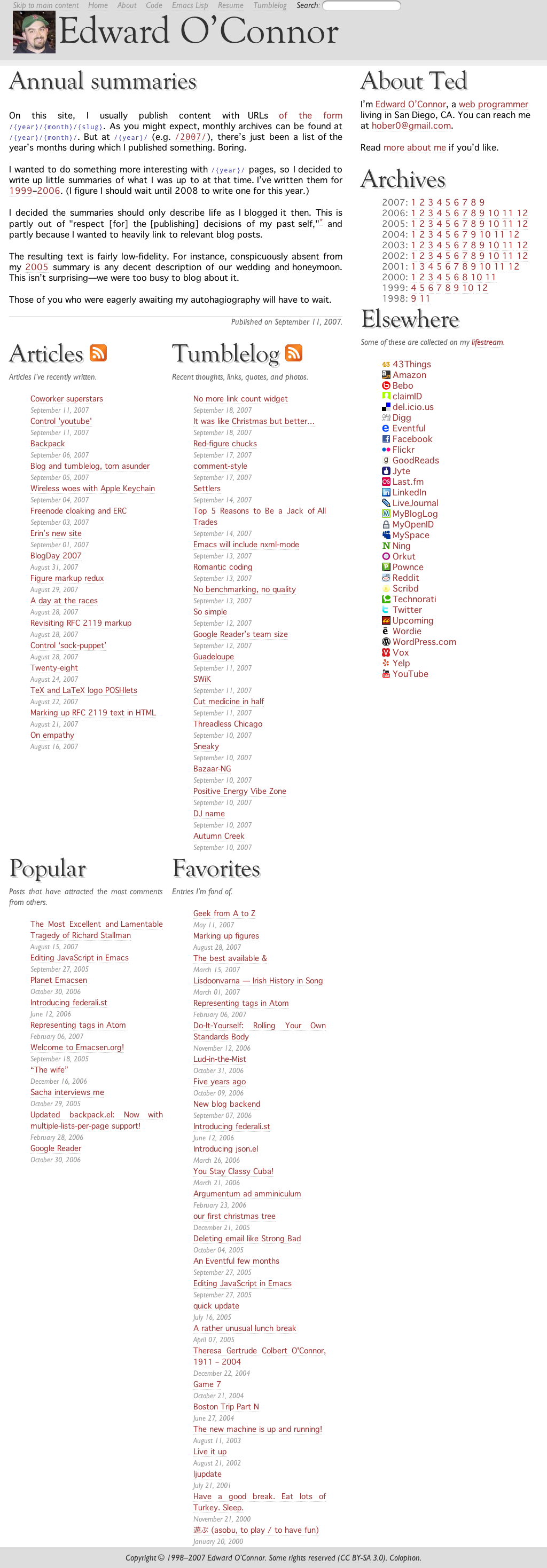 My website, 2007-09-18