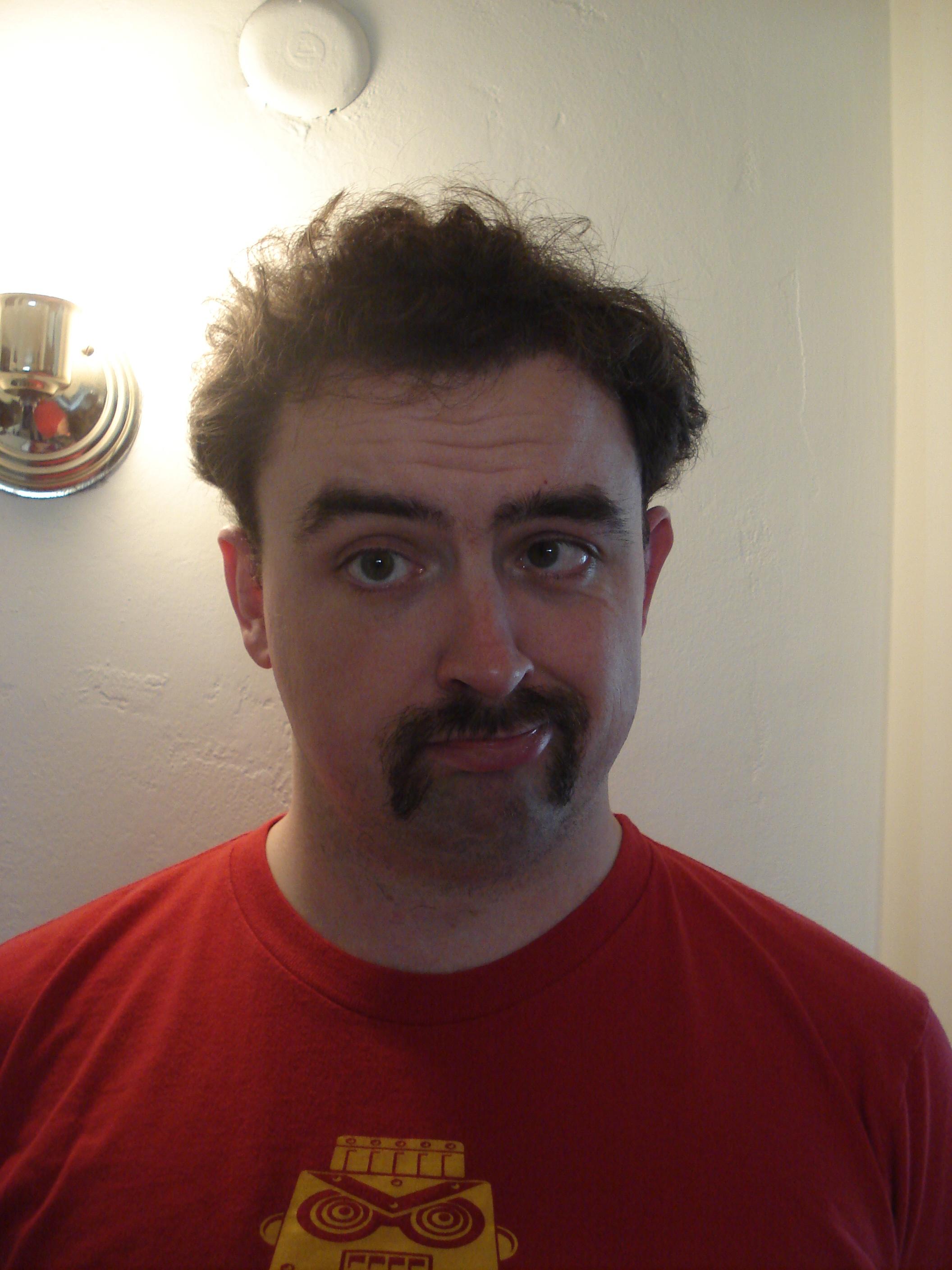 This past February, several of us grew out ridiculous moustaches. This one only lasted a few hours before going bye-bye.