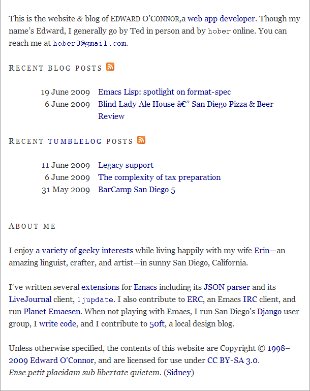 My website, 2009-07-01