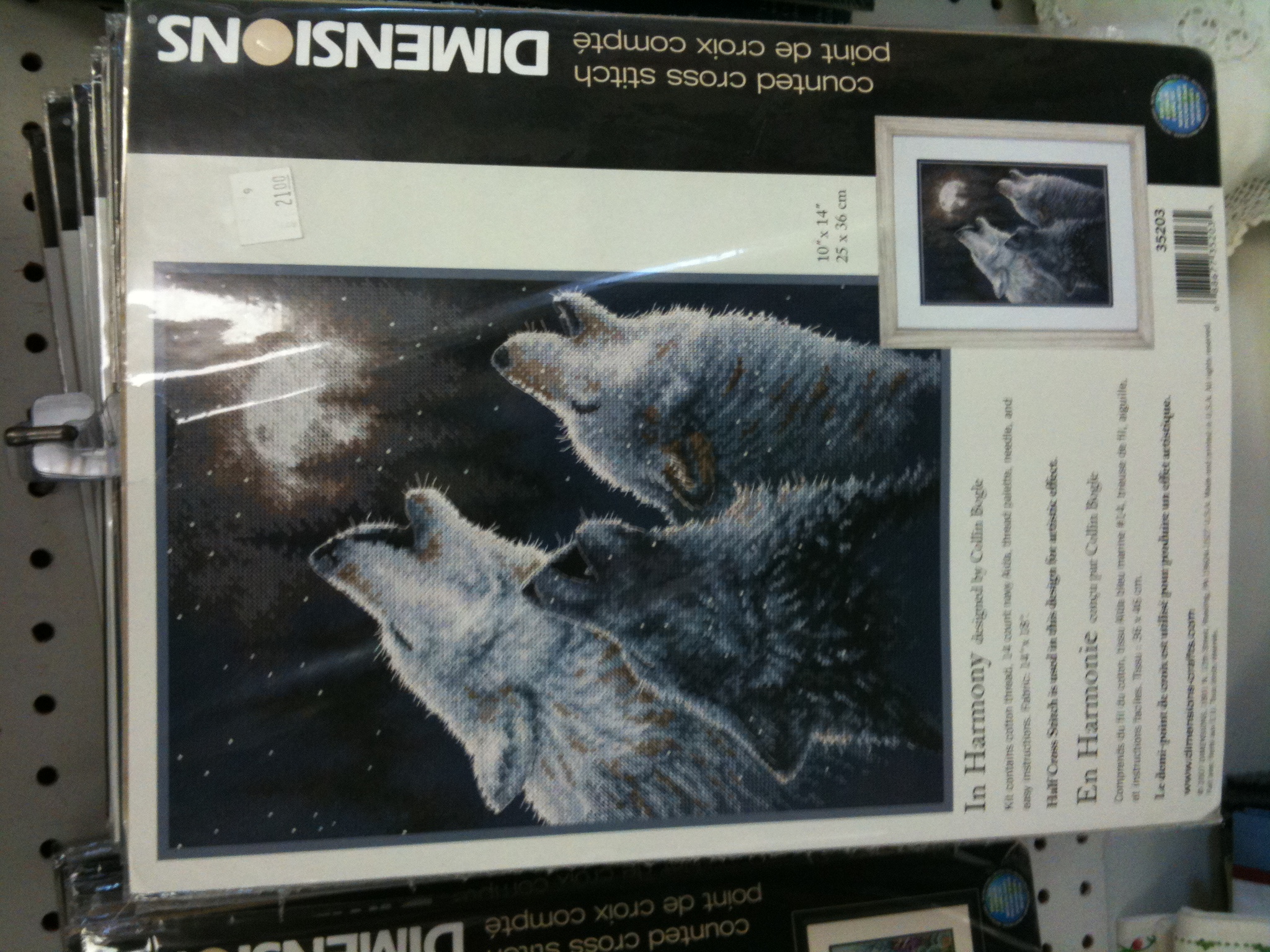 Three Wolves cross-stitch
