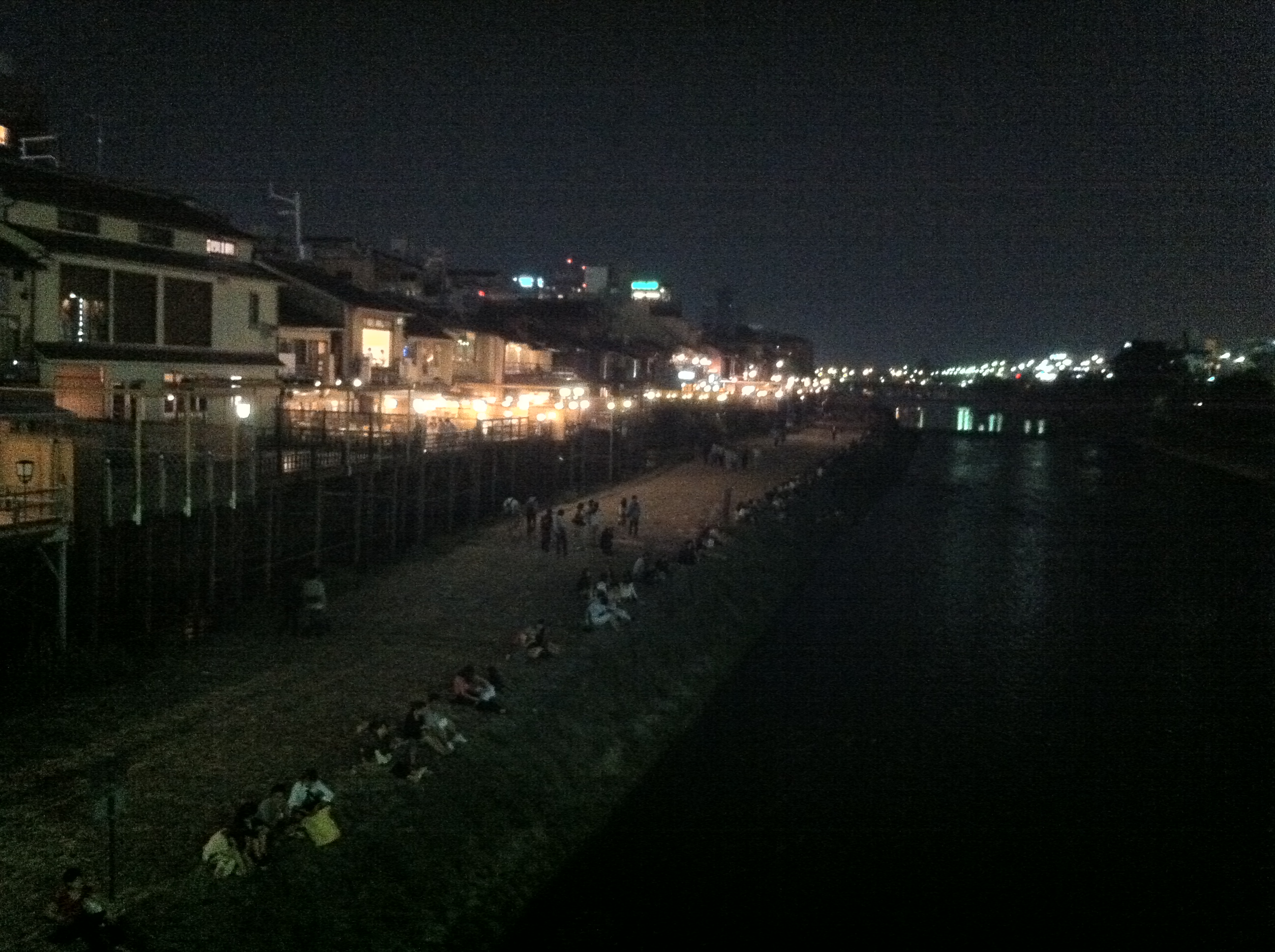 People on the banks of the Kamo