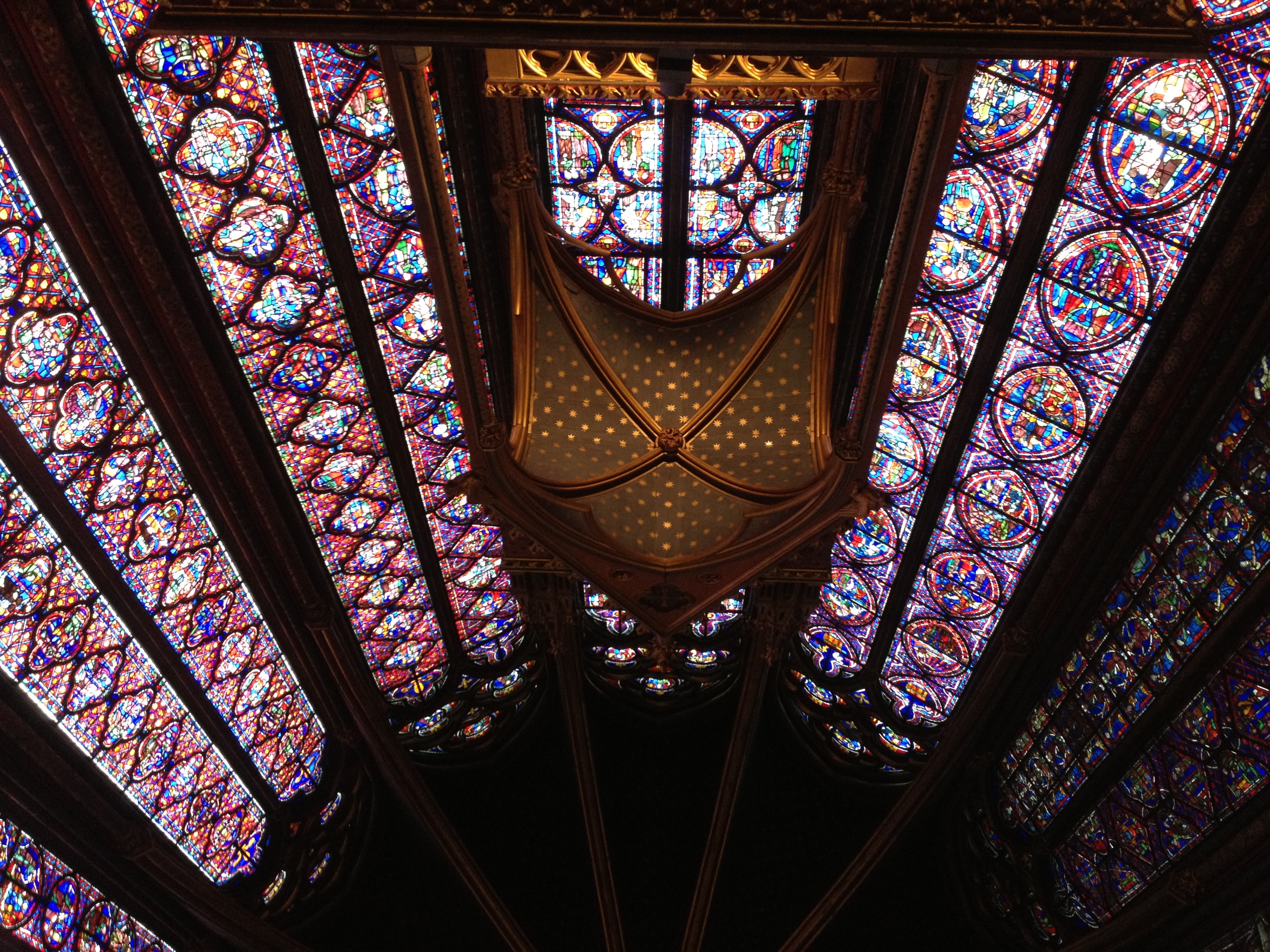 The left-most stained glass hasn't been restored yet.