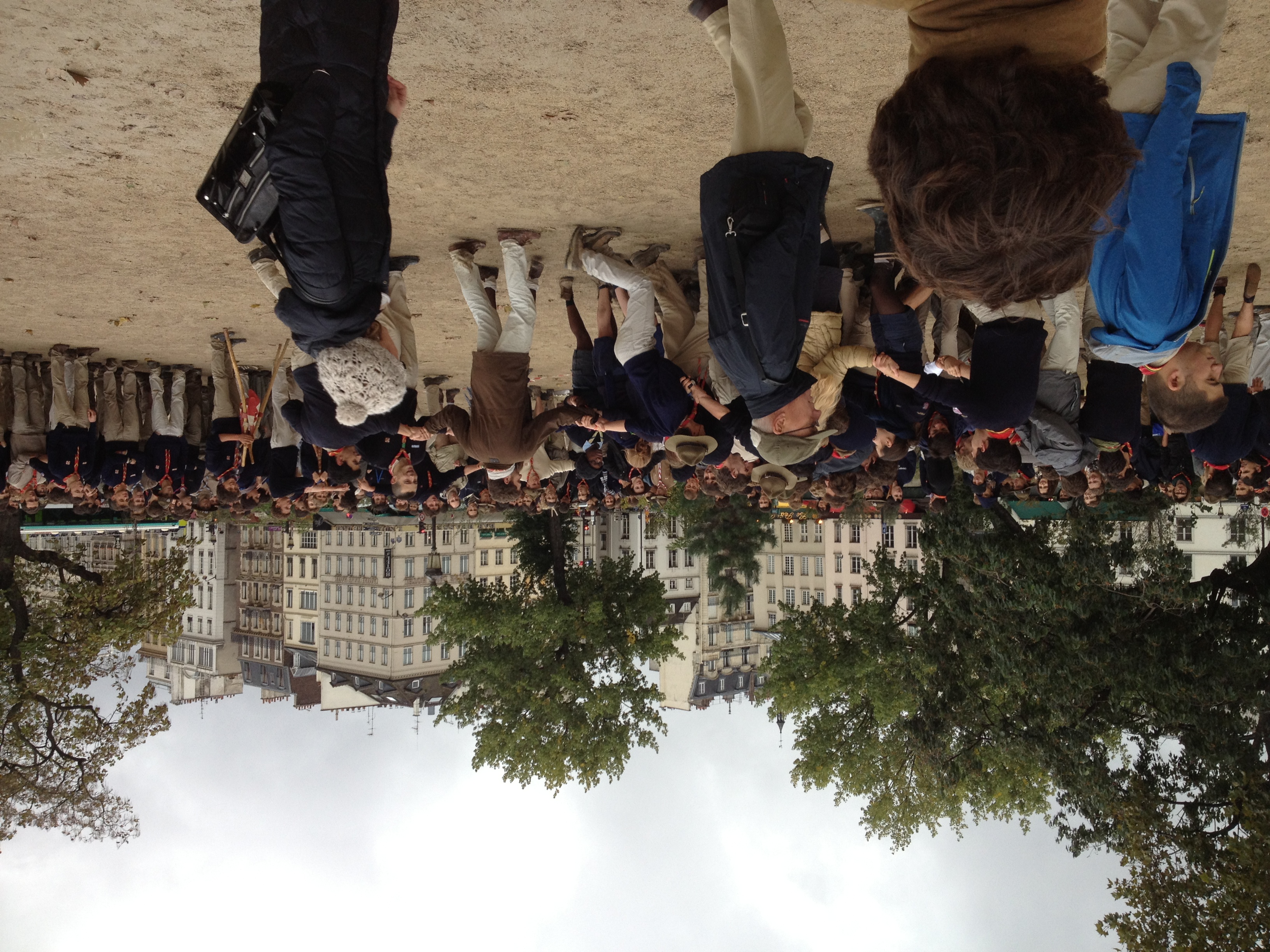 Some kind of crazy French boy scout game outside of Notre-Dame