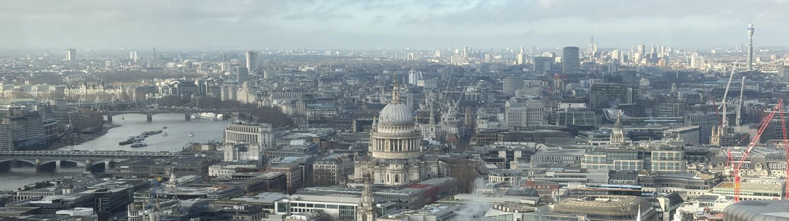London’s skyline, with the dome of St. Paul’s in the center, as seen from a City skyscraper.